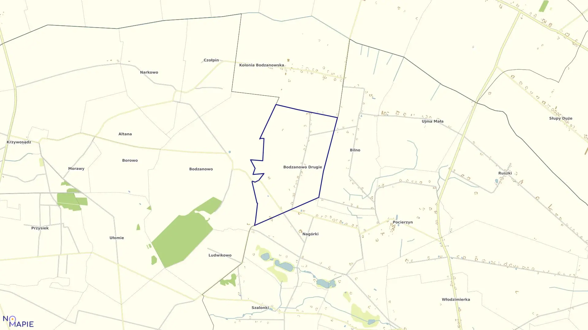 Mapa obrębu BODZANOWO II w gminie Dobre
