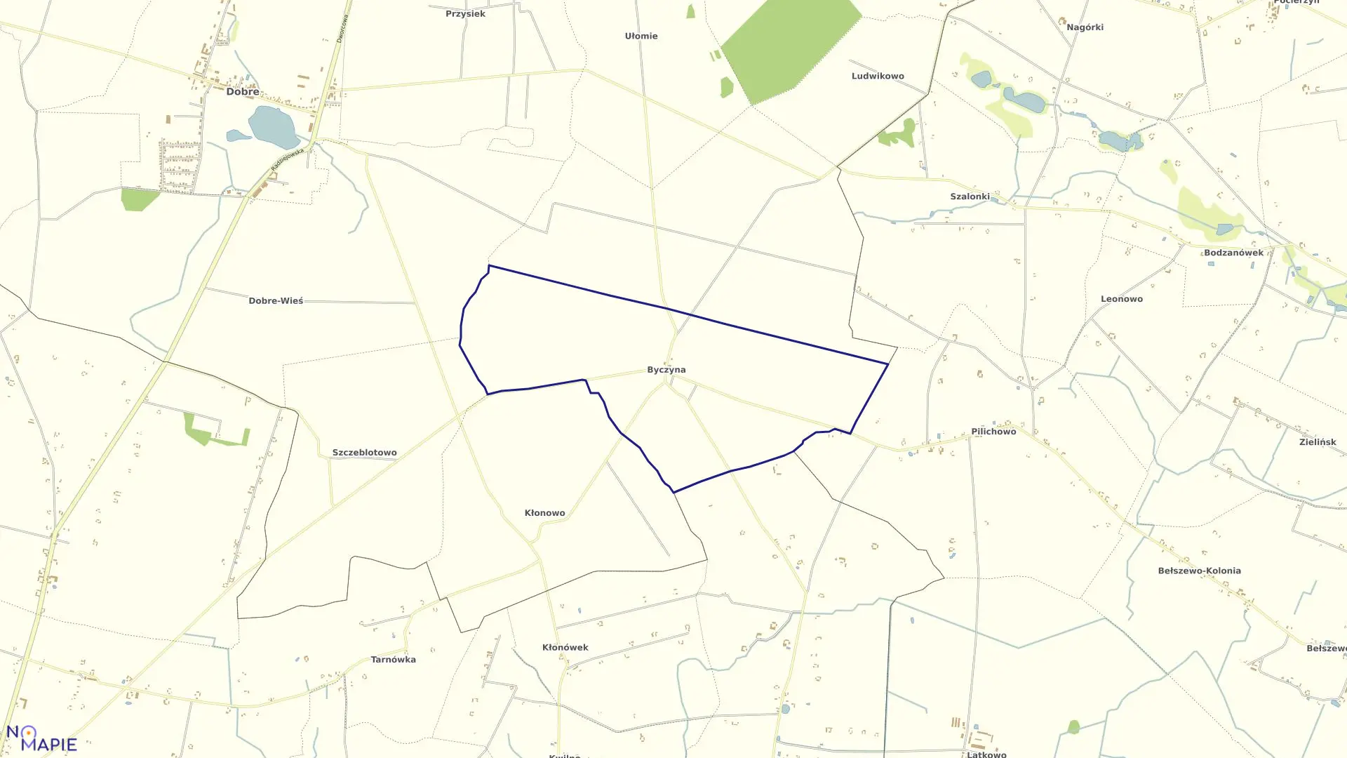 Mapa obrębu BYCZYNA w gminie Dobre