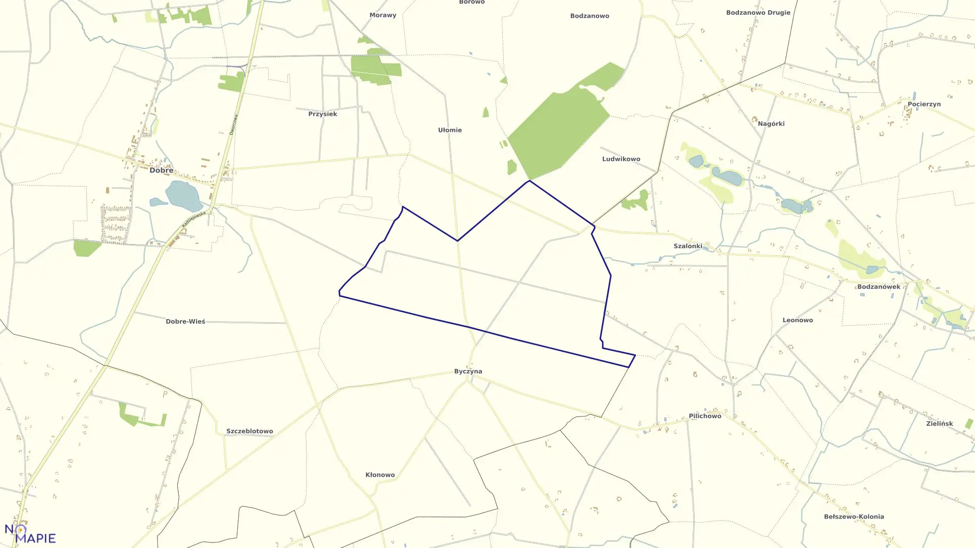 Mapa obrębu BYCZYNA KOLONIA w gminie Dobre