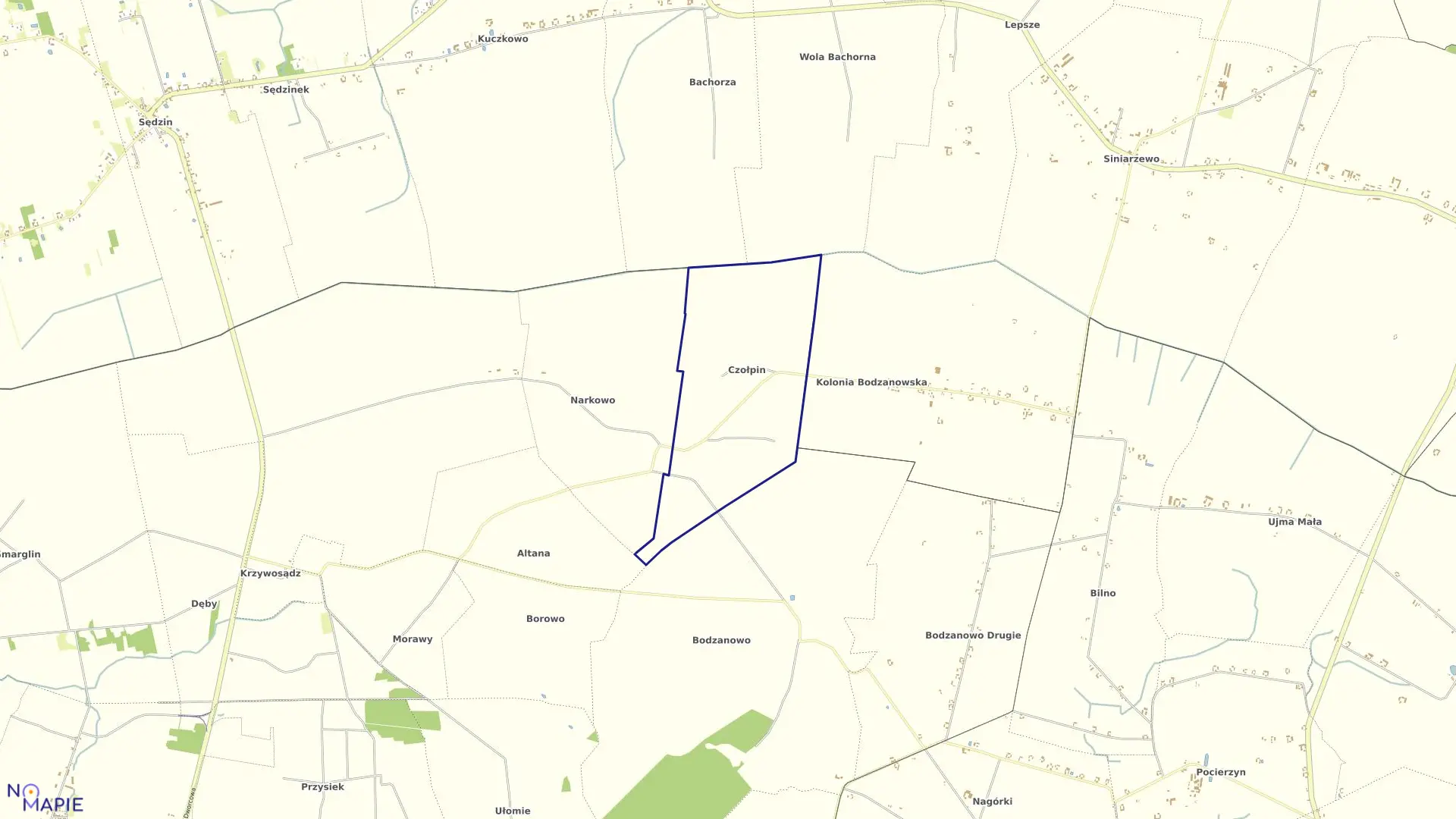 Mapa obrębu CZOŁPIN w gminie Dobre